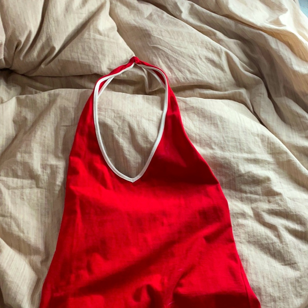 Red and white bodysuit
